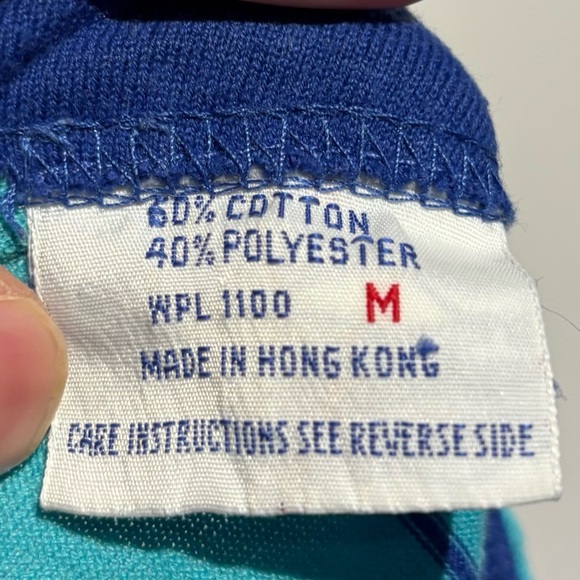 70s/80s IZOD Lacoste Kids Long Sleeve Shirt Blue Teal Striped Vintage Medium - Picture 10 of 11